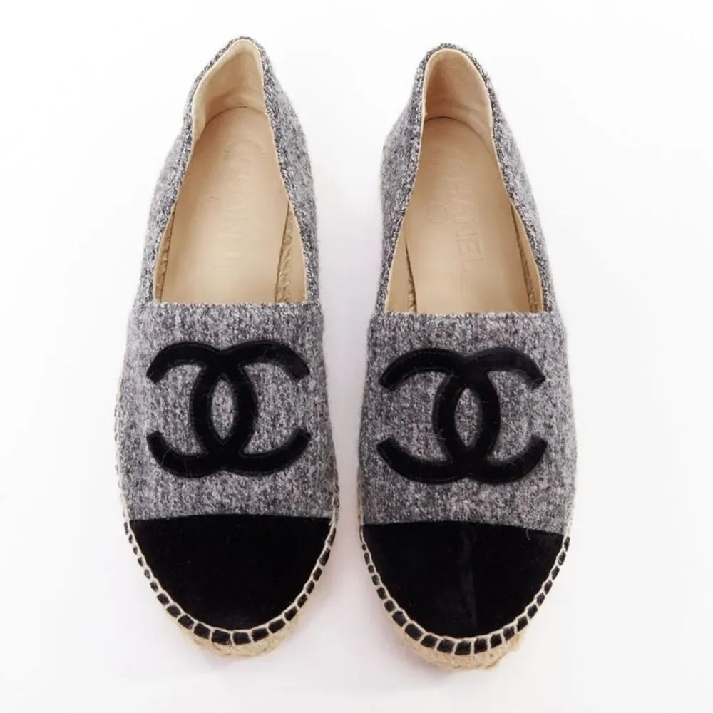 Chanel Grey Tweed Espadrilles